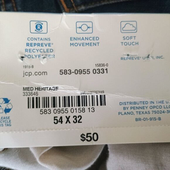 Arizona Advance Flex 360 Big  and Tall Mens Straight Leg Relaxed Fit Jean 54x32 - Picture 5 of 6